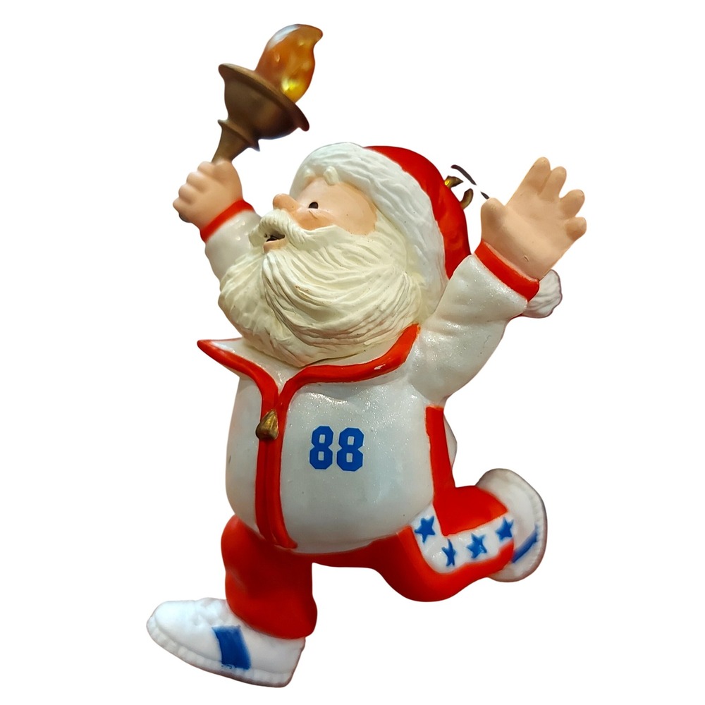 Vintage 1988 Hallmark Keepsake Ornament Go For The Gold Olympic Santa with Box